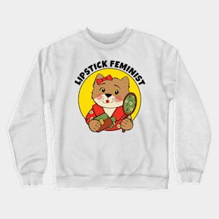 Lipstick Feminist Cat Crewneck Sweatshirt